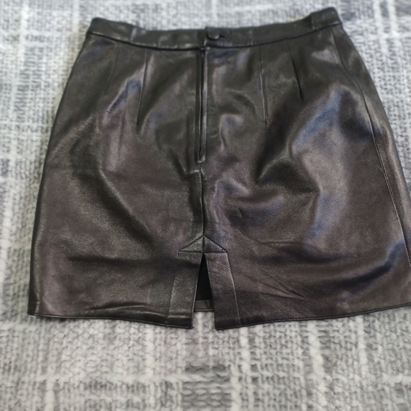 Boutique of Leathers Black leather skirt Sz 10 - Picture 3 of 14